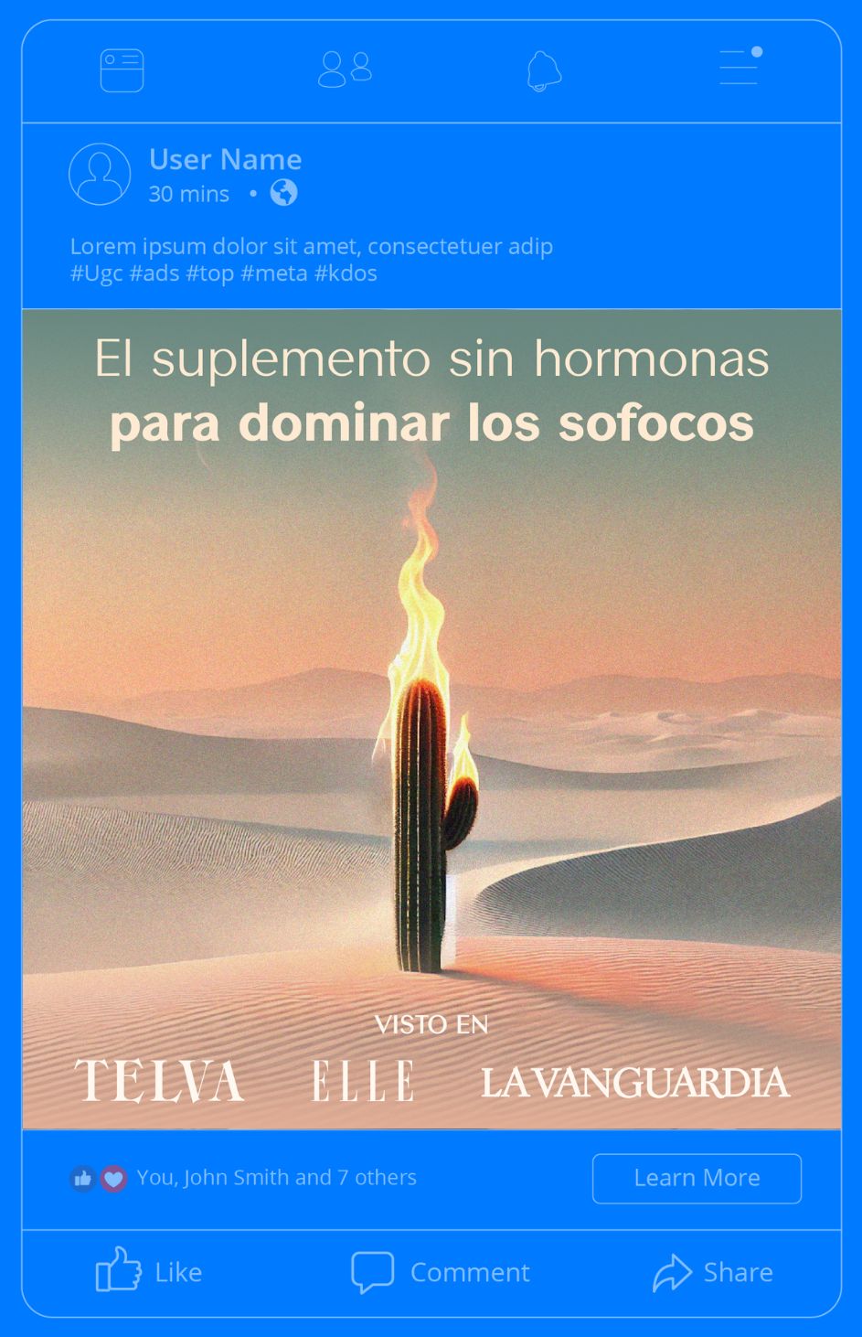 Creatividades para Ads productos de menopausia