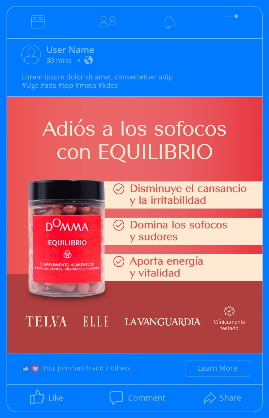 Creatividades para Ads productos de menopausia