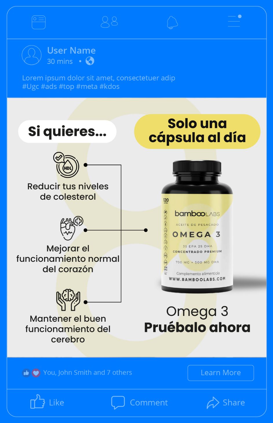 Creatividades para Ads productos de suplementación